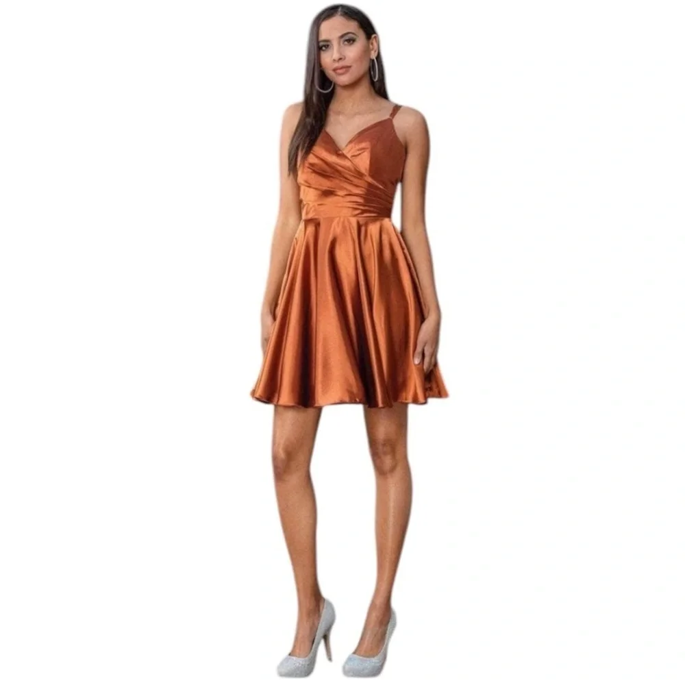 Dancing Queen USA Copper Homecoming Mini Dress Large